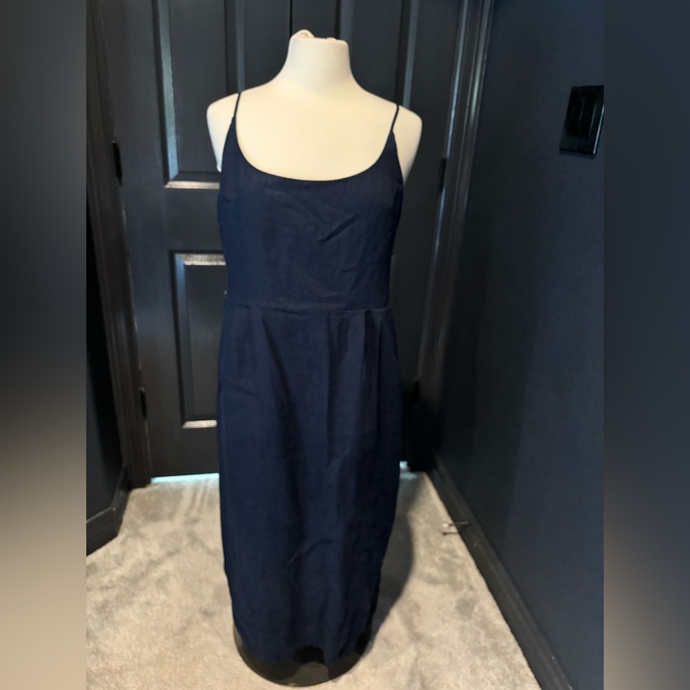 Spaghetti Strap Midi Dress in Navy